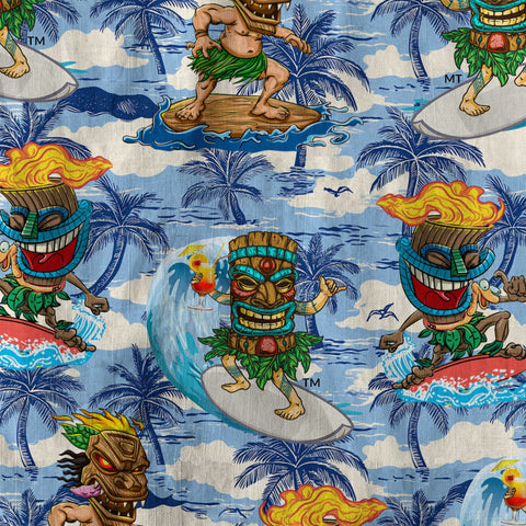 3D Tiki Tiki Surfing Hawaii Shirt, Hibiscus Flowers Hawaii Shirt