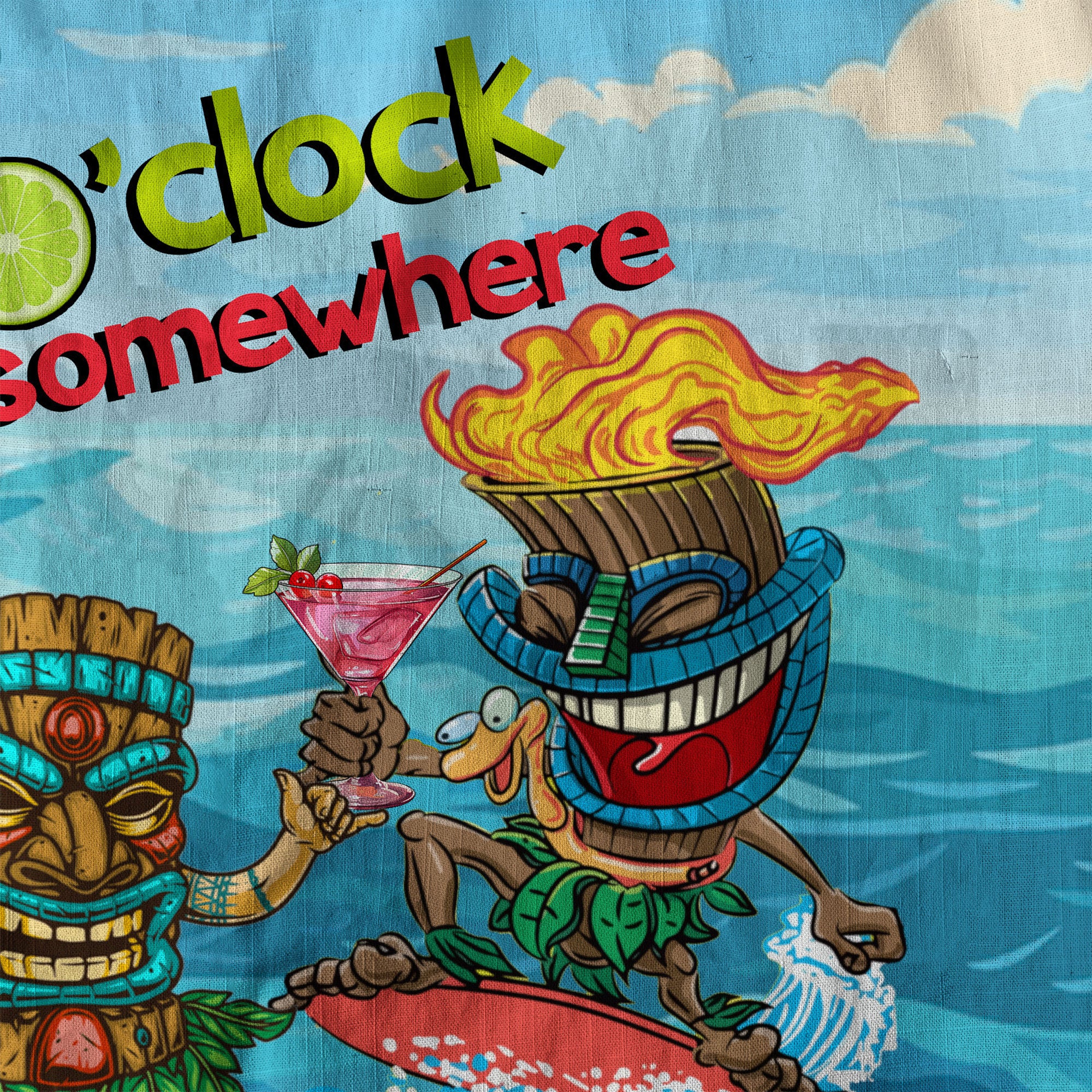 It's 5 O'clock Somewhere Tiki Hawaii Shirt, 3D Tiki Surfing Summer Vibes Hawaii Shirt