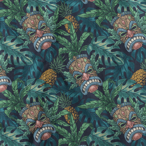 Polynesian Tiki Mask And Hibiscus Flowers Hawaiian Shirt
