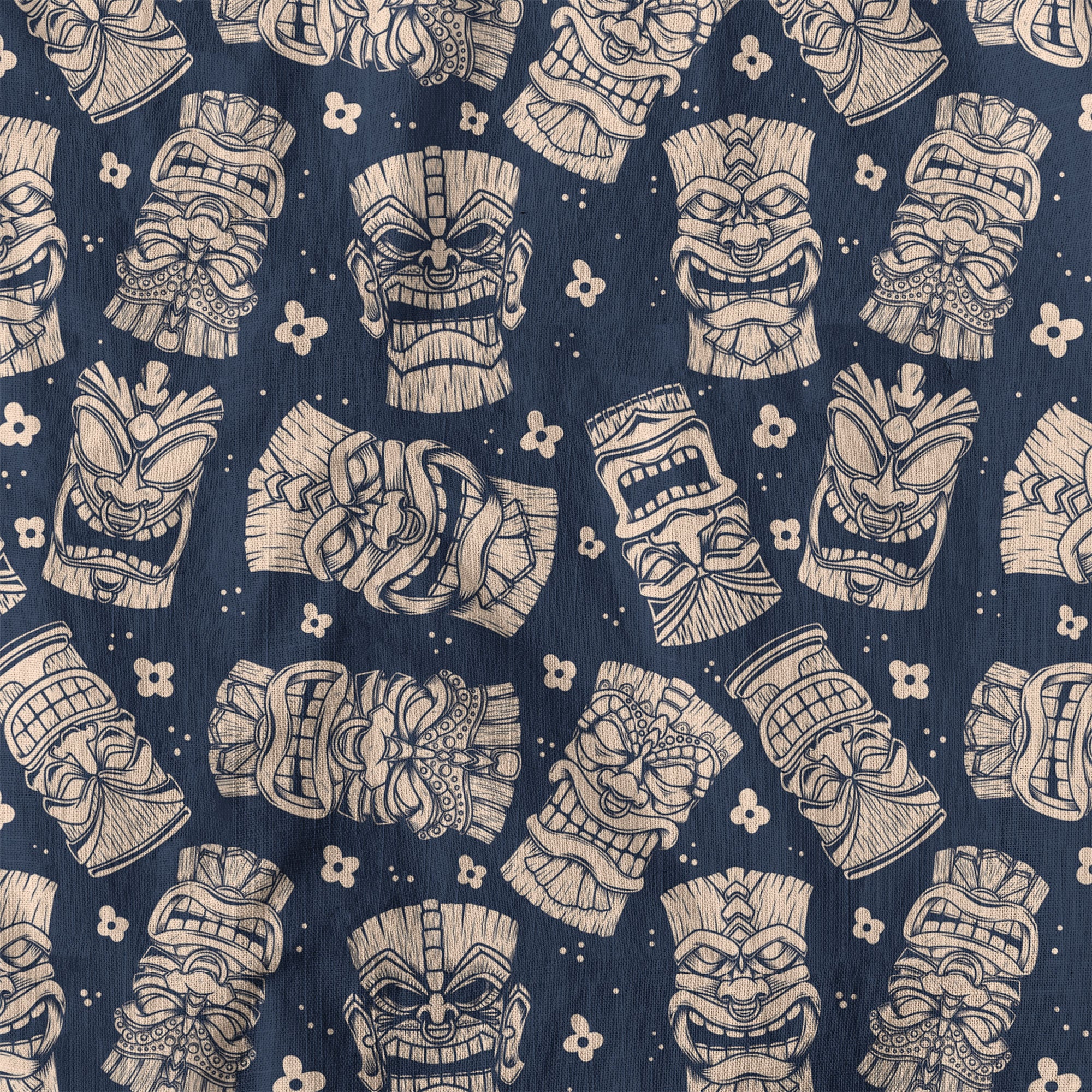 Tribal Tiki Hawaiian Shirt, Tiki Flowers Aloha Hawaii Shirt