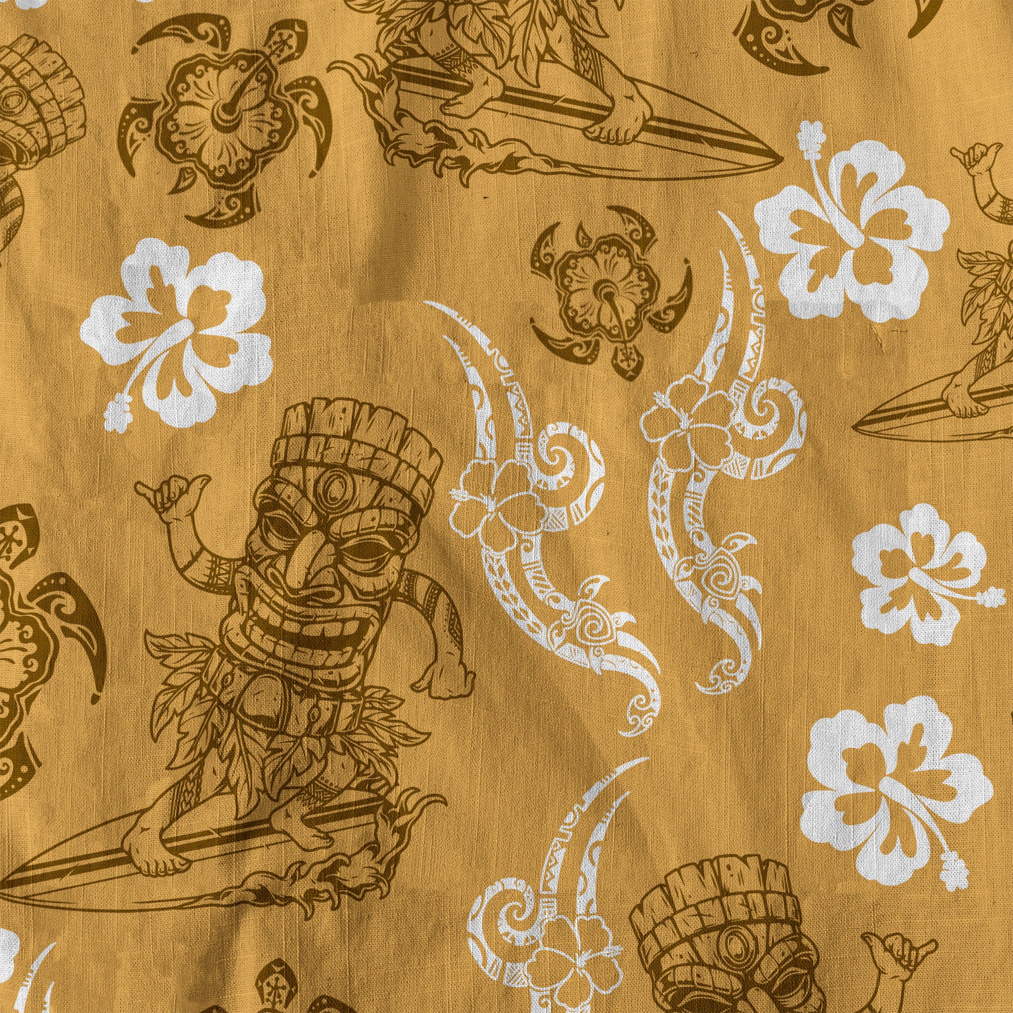 Tribal Tiki Mask Hawaii Shirt, Polynesian Hibiscus Flowers Shirt
