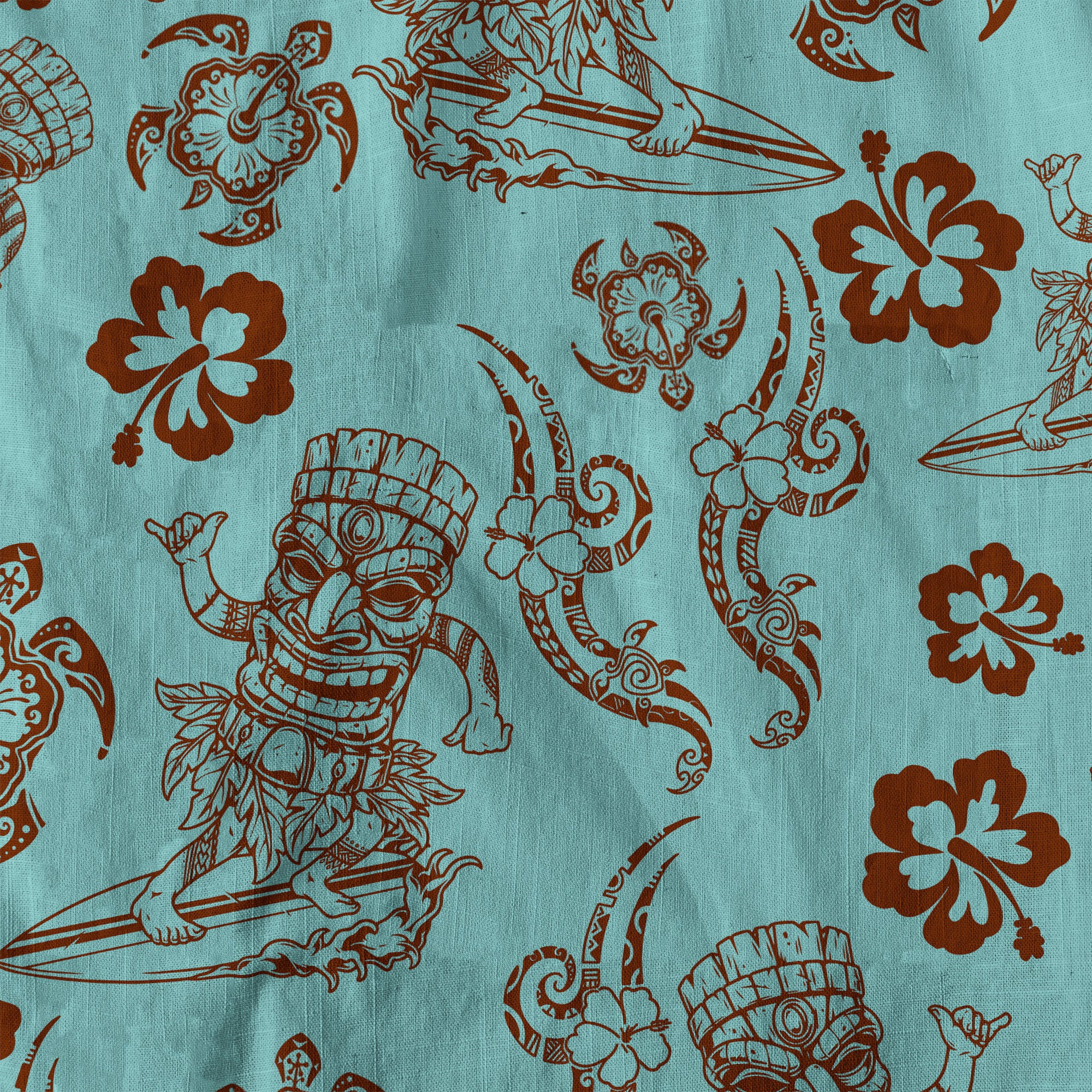 Tribal Tiki Mask Hawaii Shirt, Polynesian Hibiscus Flowers Shirt