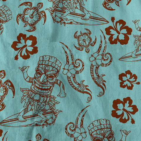 Tribal Tiki Mask Hawaii Shirt, Polynesian Hibiscus Flowers Shirt