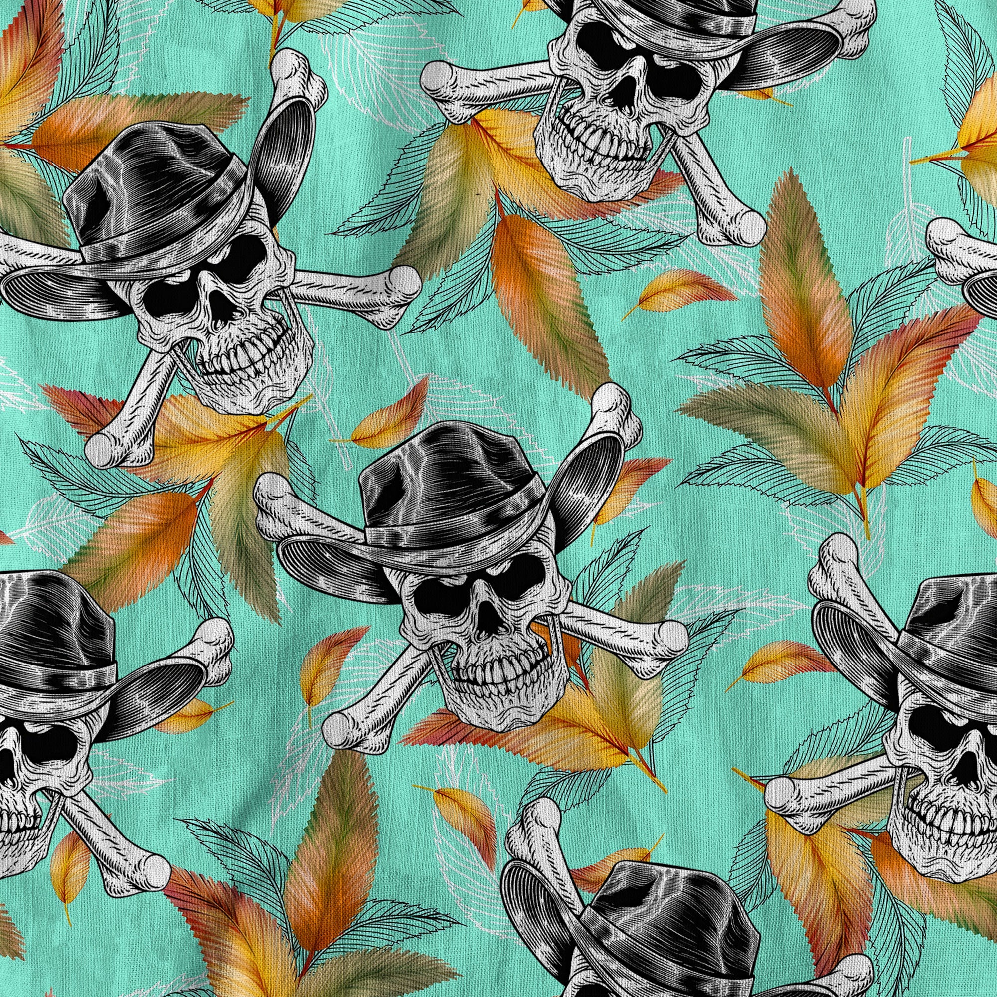 Western Skull Hawaiian Shirt Tropical Summer Vacation
