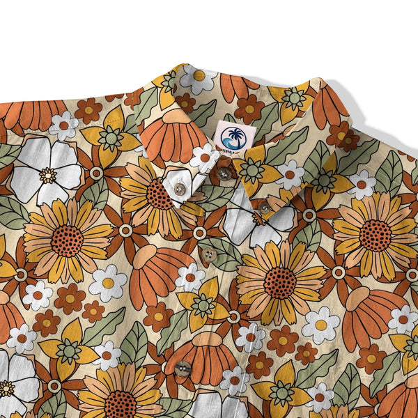 Hippie Groovy Flower Hawaii Shirt, Hippie Peace Love Hawaii Shirt