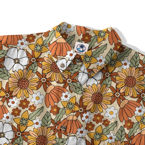 Hippie Groovy Flower Hawaii Shirt, Hippie Peace Love Hawaii Shirt