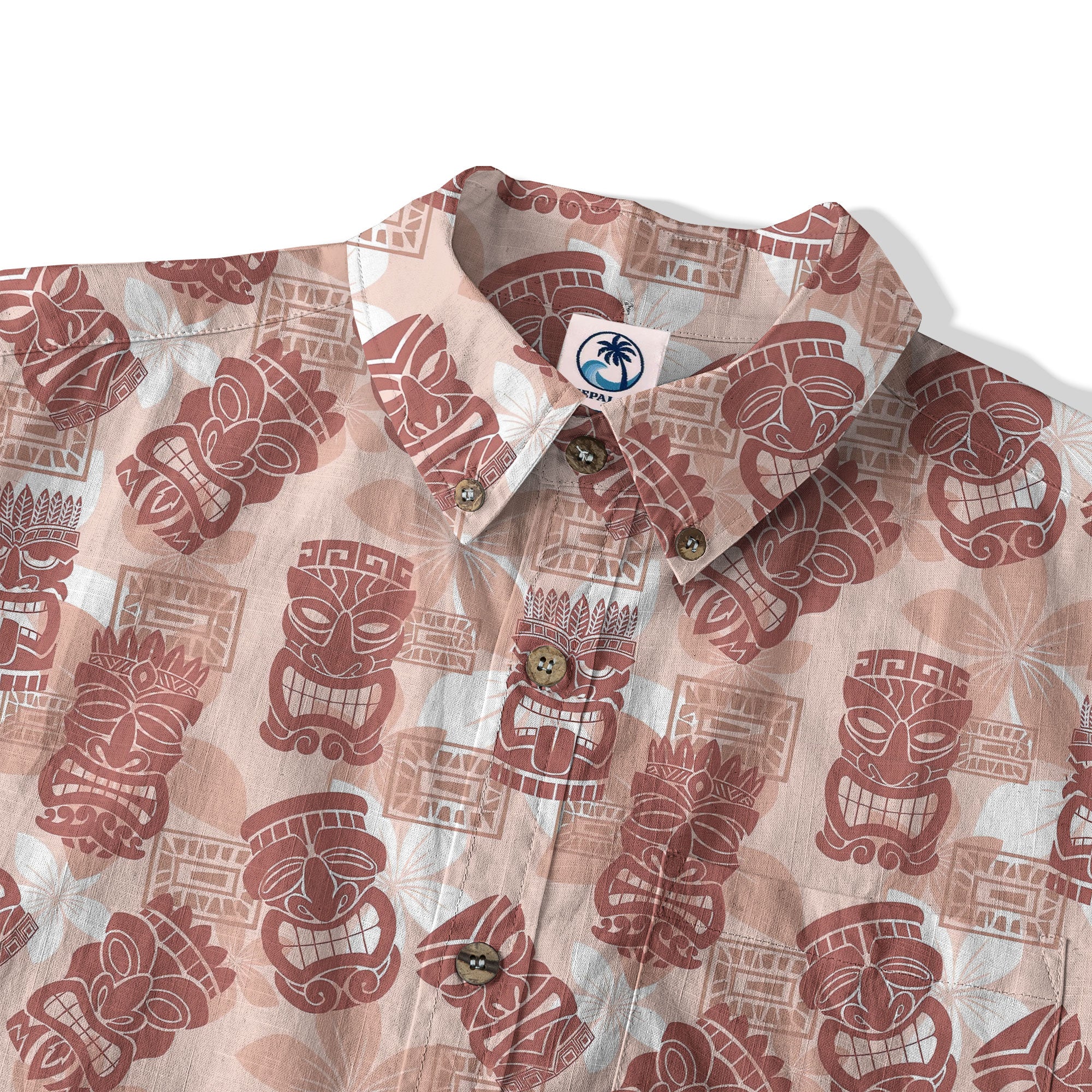 Colorful Tiki Hawaiian Shirt, Tribal Tiki Hibiscus Hawaiian Shirt