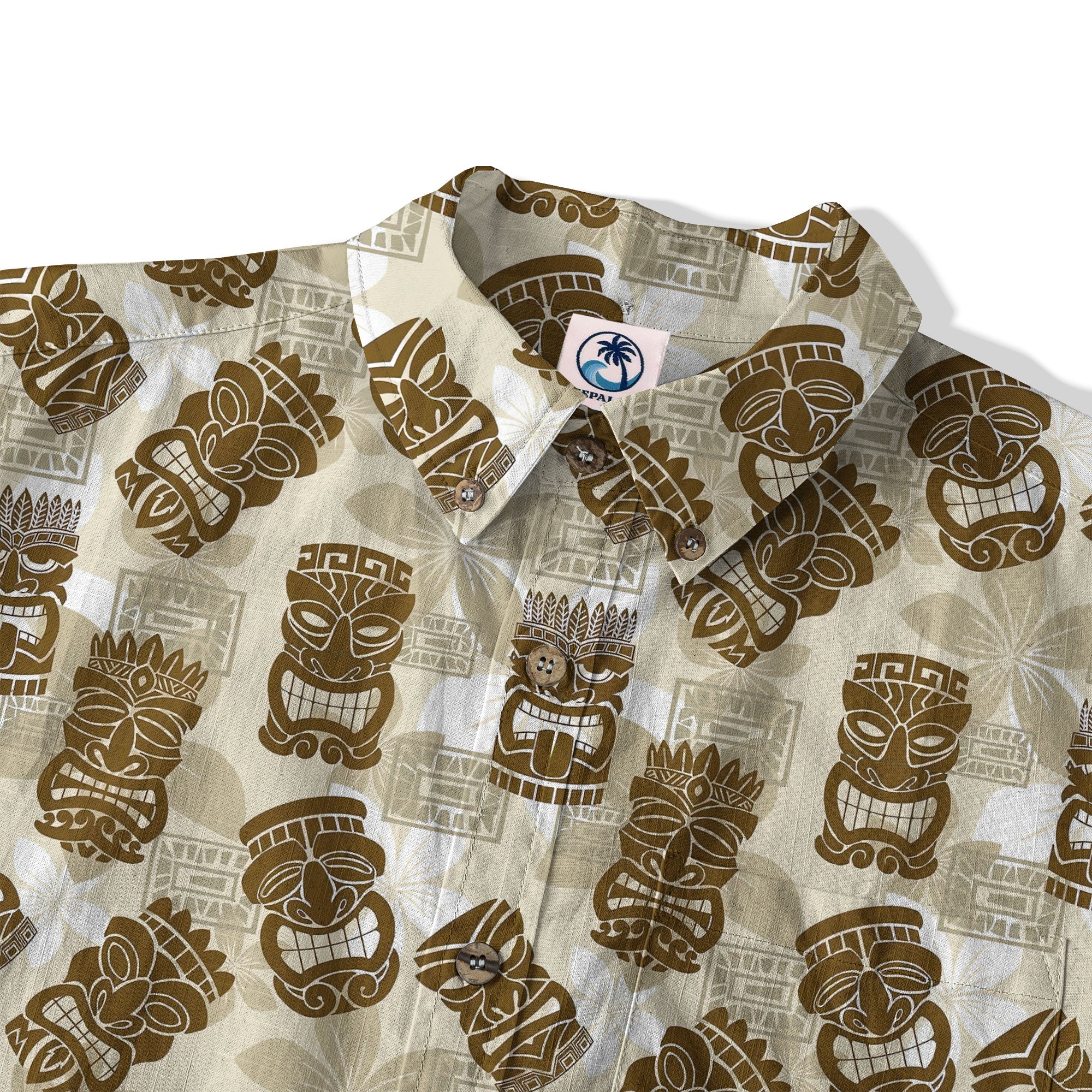 Colorful Tiki Hawaiian Shirt, Tribal Tiki Hibiscus Hawaiian Shirt