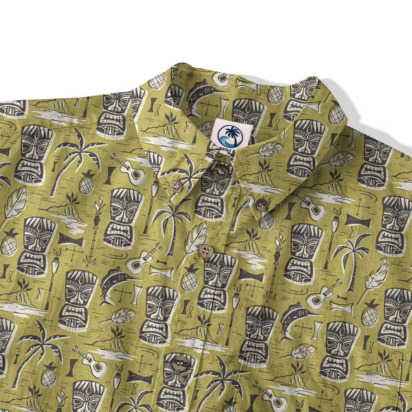 Retro Mid Century Modern Tiki Hawaii Shirt, Tropical Tiki Hawaii Shirt