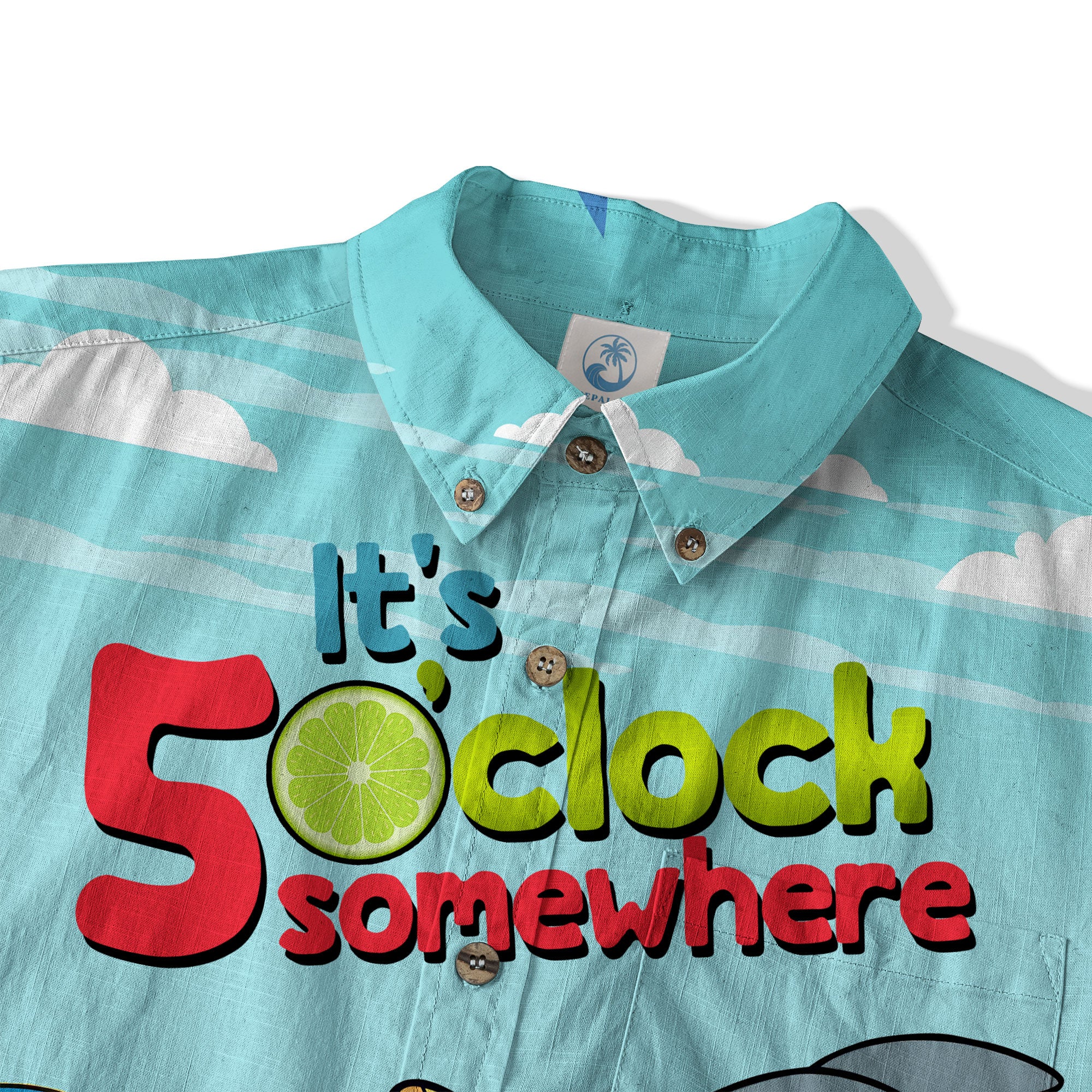 Retro Shark Hibiscus Drink Short Sleeve Shirt, I'm Not Waiting Until 5 Shirt