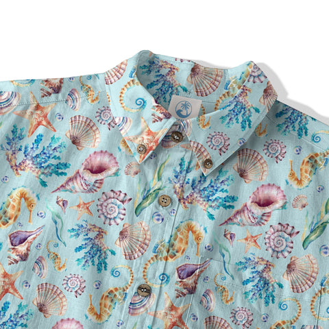 Ocean Animals Aloha Theme Hawaiian Shirt, Summer Vibes Button Down Hawaii Shirt - The Palmix