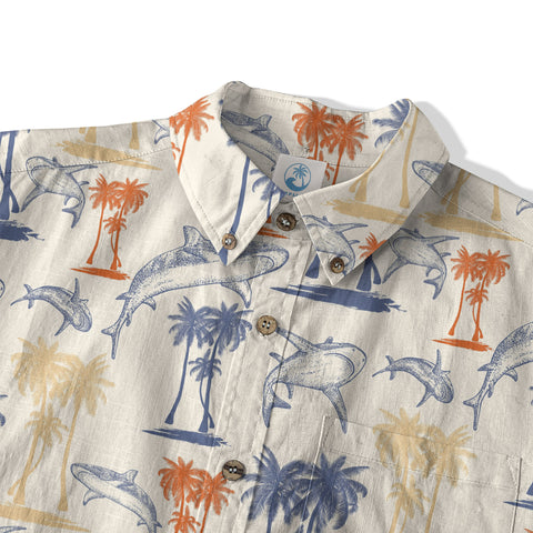 Sharks and Palms Islands Hawaiian Shirt, Ocean Animals Hawaii Shirt - The Palmix