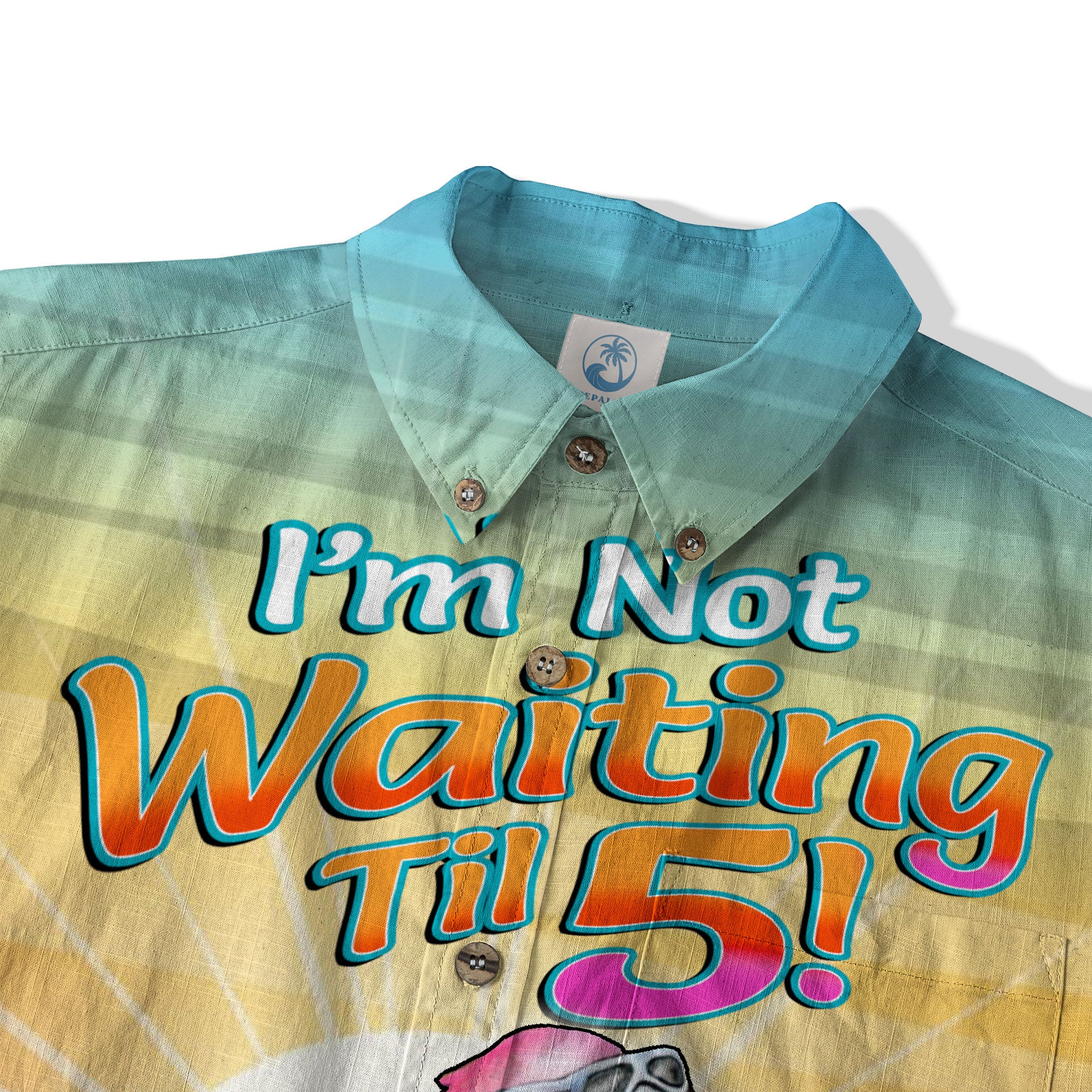 Funny Flamingo Hibiscus Drink Short Sleeve Shirt, I'm Not Waiting Until 5 Hawaii Shirt - The Palmix