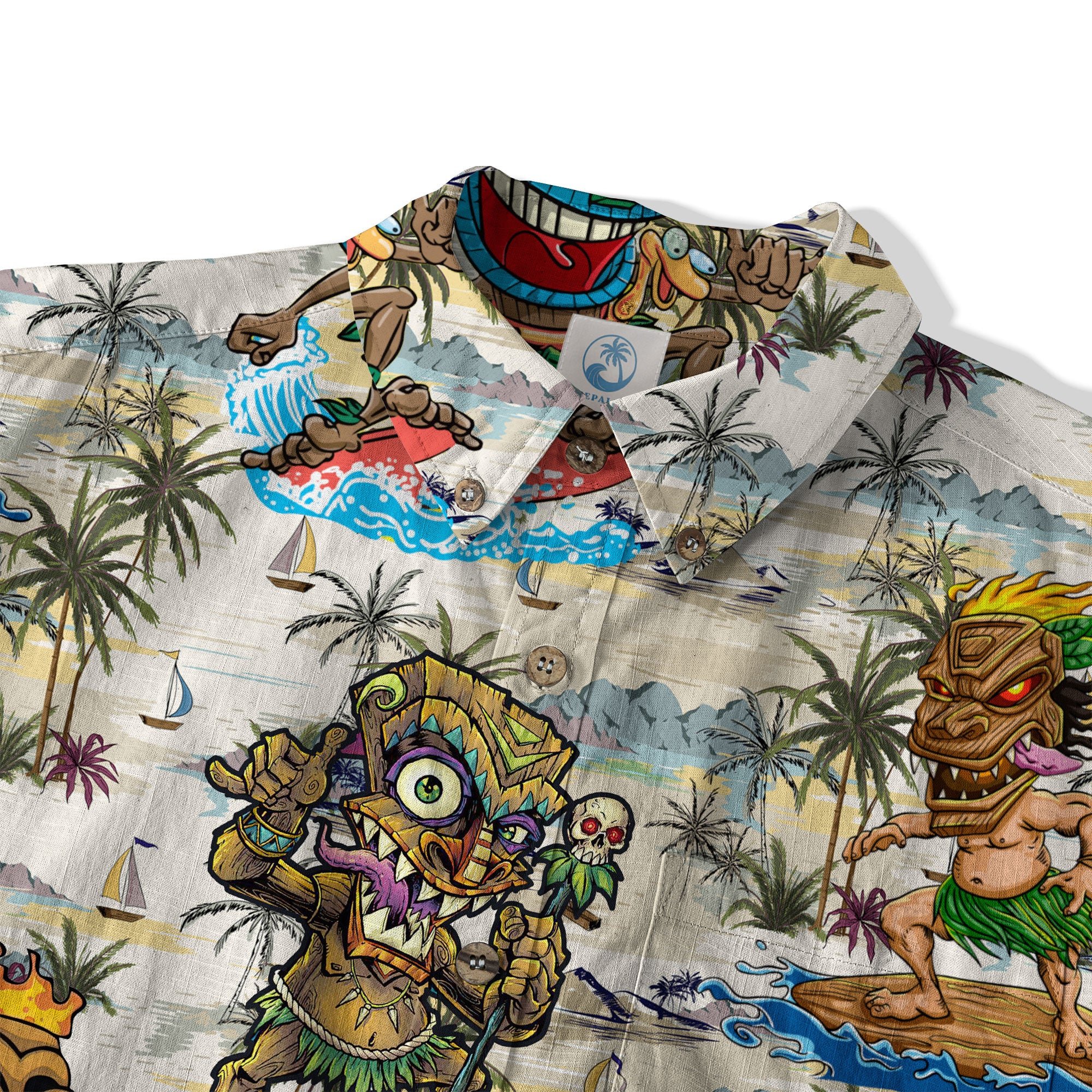 Tiki Mask Aloha Hawaii Shirt, Surfing Tiki Pattern Hawaiian Shirt