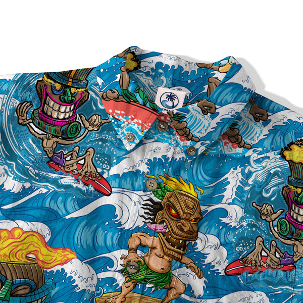 Tiki Mask Aloha Hawaii Shirt, Surfing Tiki Beach Hawaiian Shirt