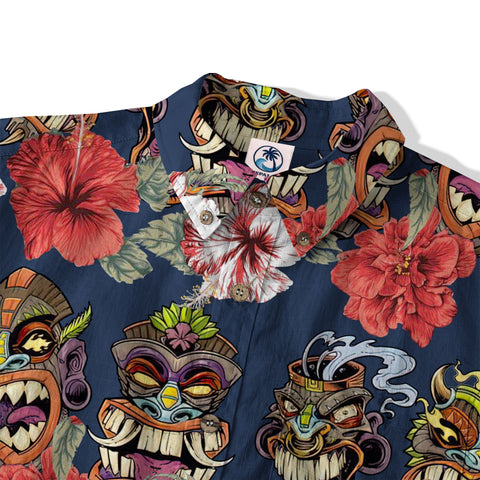Hawaii Plumeria Lei Hawaiian Shirt, Tiki and Kakau Pattern