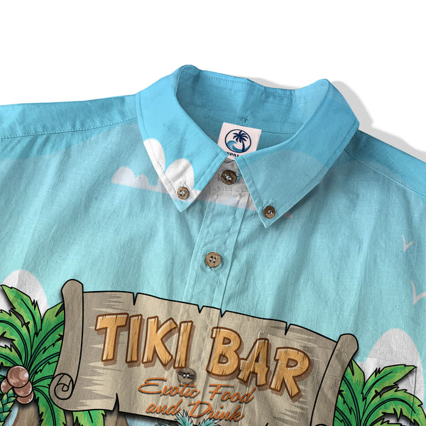 3D Tiki Head Hawaii Shirt, Tiki Bar Hibiscus Flowers Hawaiian Shirt