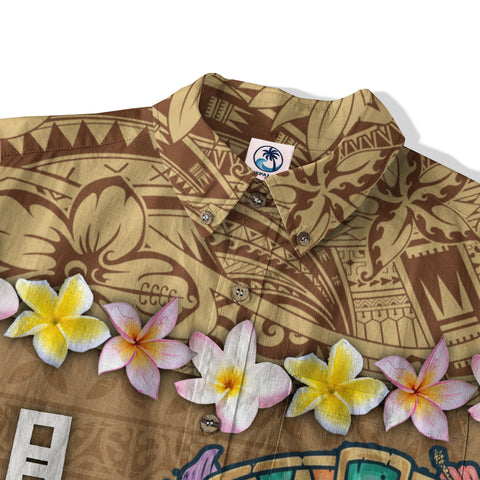 Hawaii Plumeria Lei Hawaiian Shirt, Tiki and Kakau Pattern
