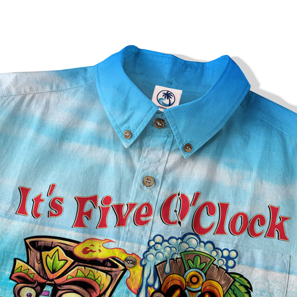 It's 5 O'clock Somewhere Tiki Hawaii Shirt, 3D Tiki Surfing Summer Vibes Hawaii Shirt