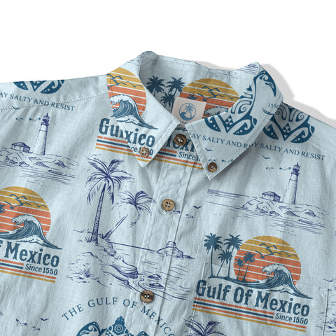 Retro Sunset Gulf Of Mexico Since 1550 Hawaii Shirt, Gulf of Mexico Hawaii Shirt