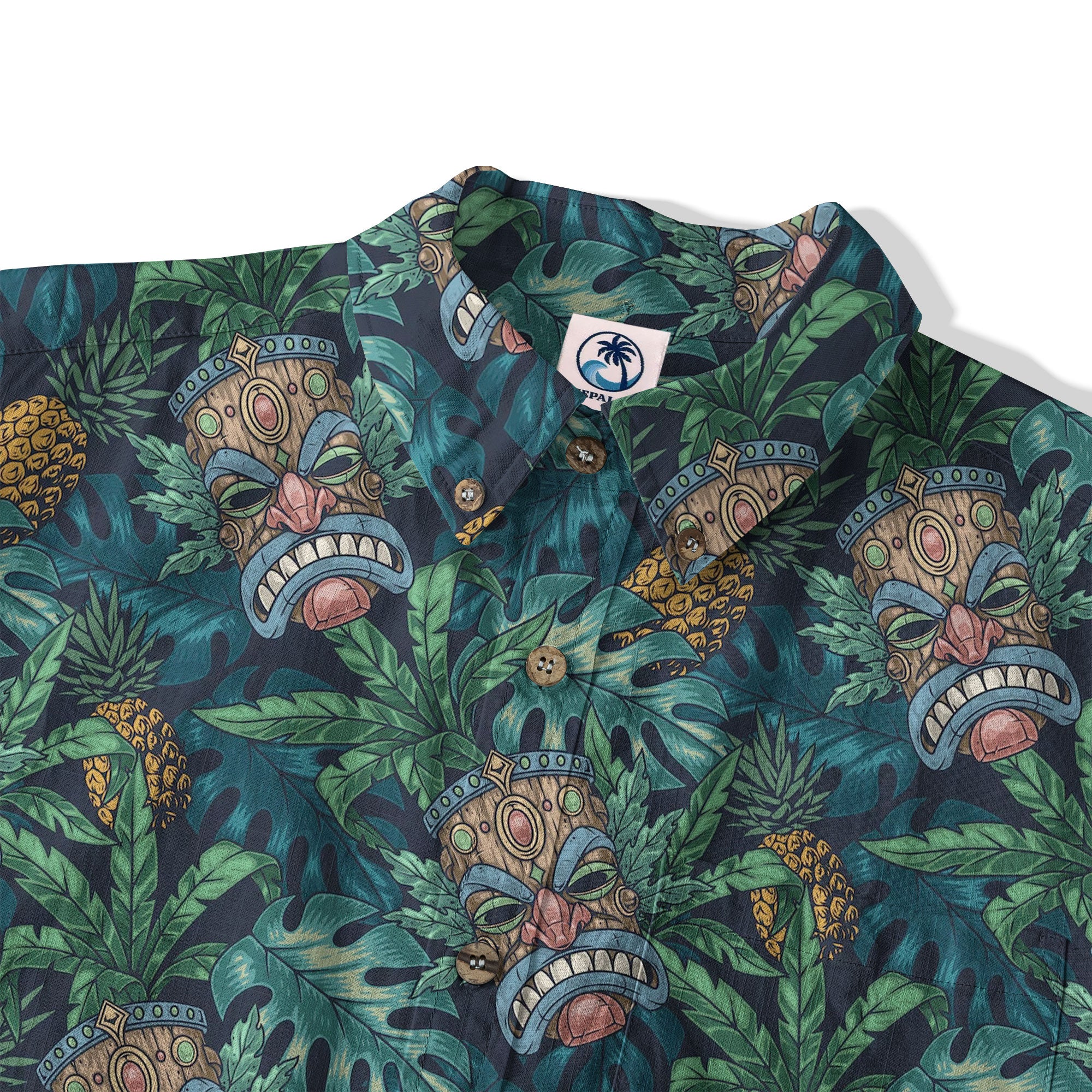 Polynesian Tiki Mask And Hibiscus Flowers Hawaiian Shirt