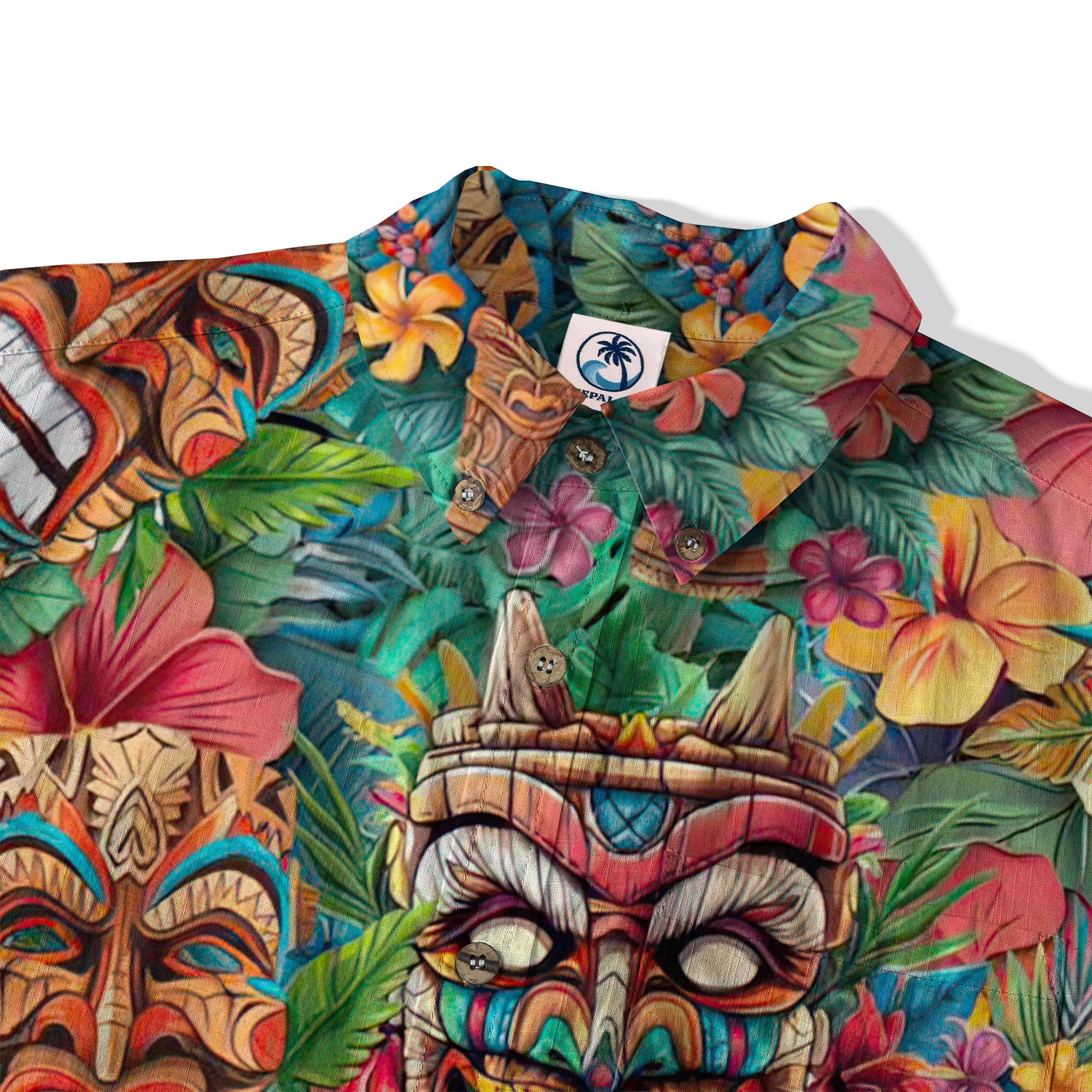 Colorful Tiki Hawaiian Shirt, Summer Vibes Aloha Hawaii Shirt