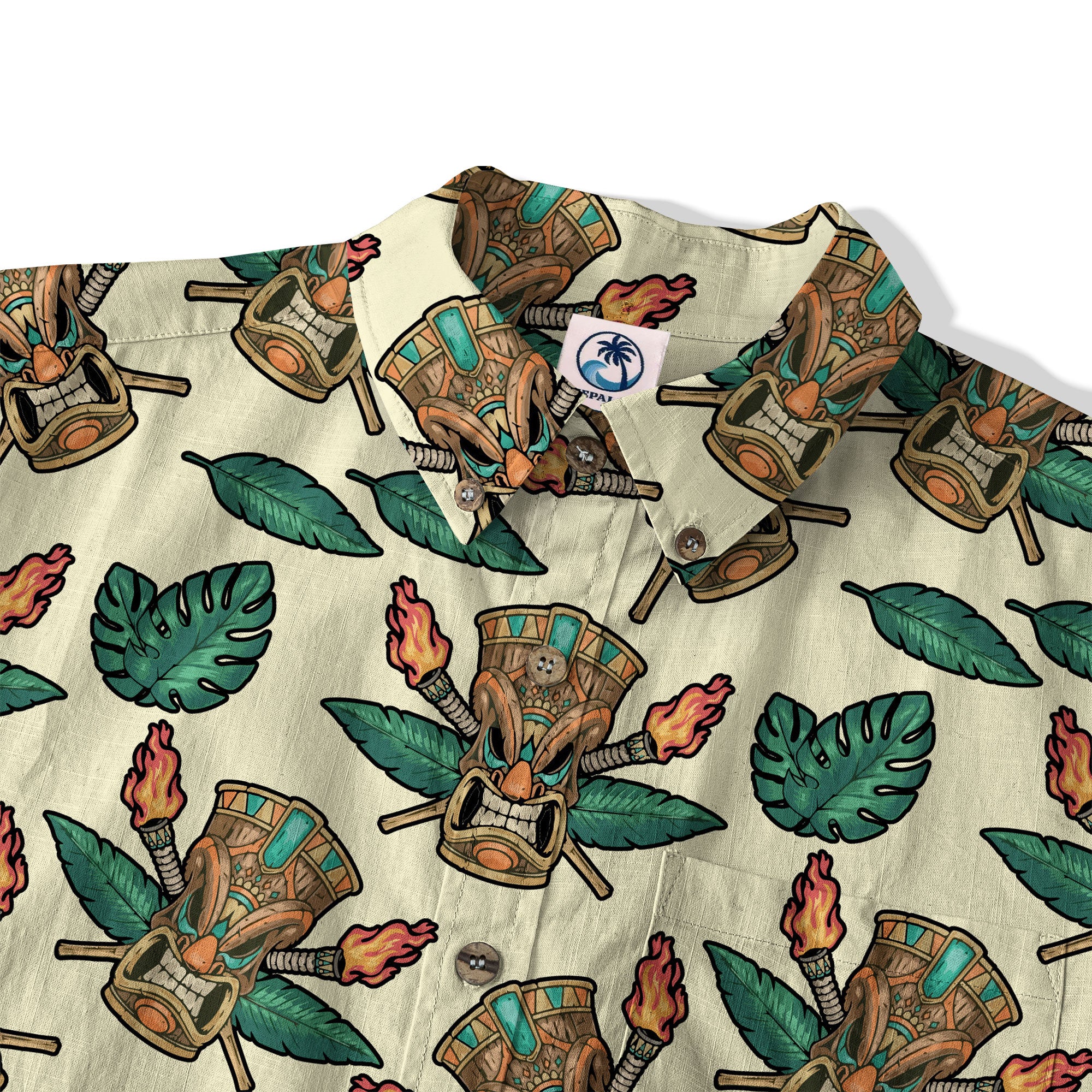 Tribal Tiki Hawaiian Shirt, Tiki Flowers Aloha Hawaii Shirt
