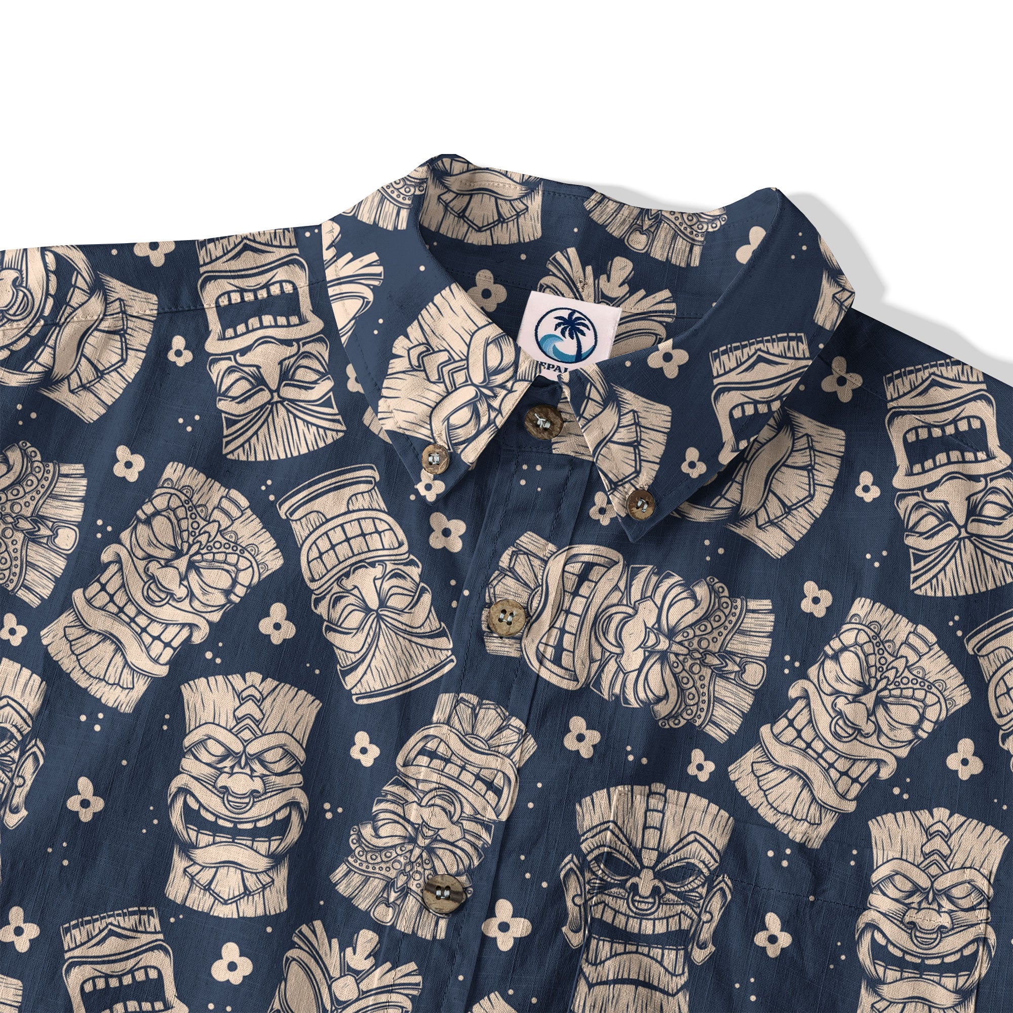 Tribal Tiki Hawaiian Shirt, Tiki Flowers Aloha Hawaii Shirt