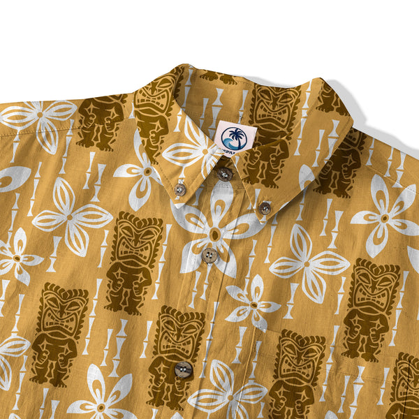 Tiki Hibiscus Flowers Hawaii Shirt