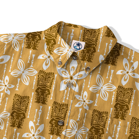 Tiki Hibiscus Flowers Hawaii Shirt