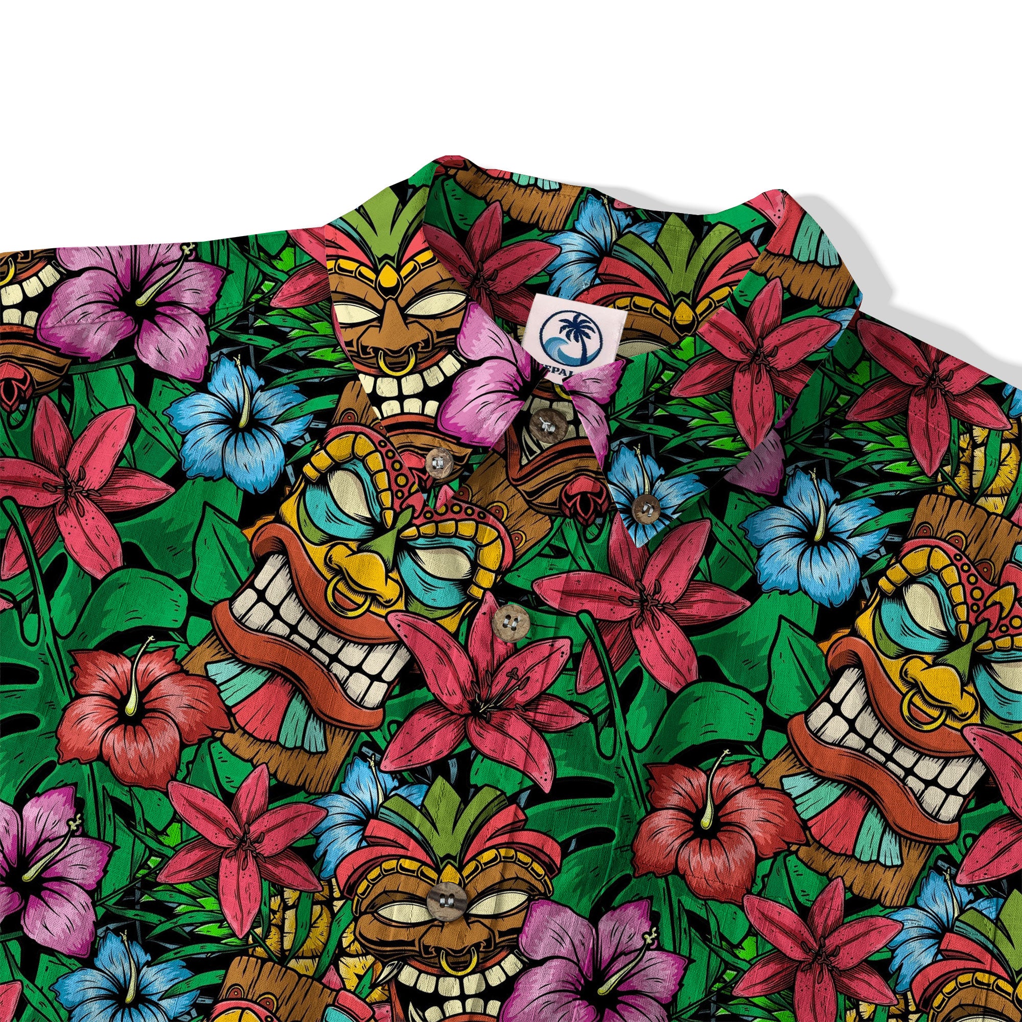 Tiki Hibiscus Flowers Hawaii Shirt