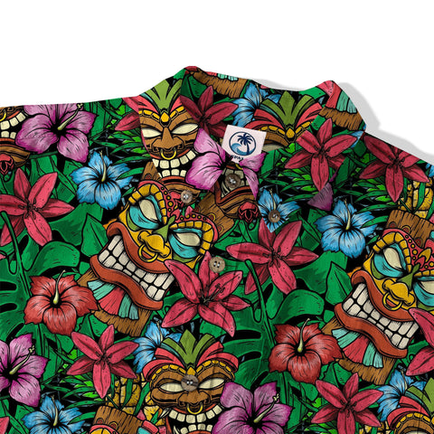 Tiki Hibiscus Flowers Hawaii Shirt