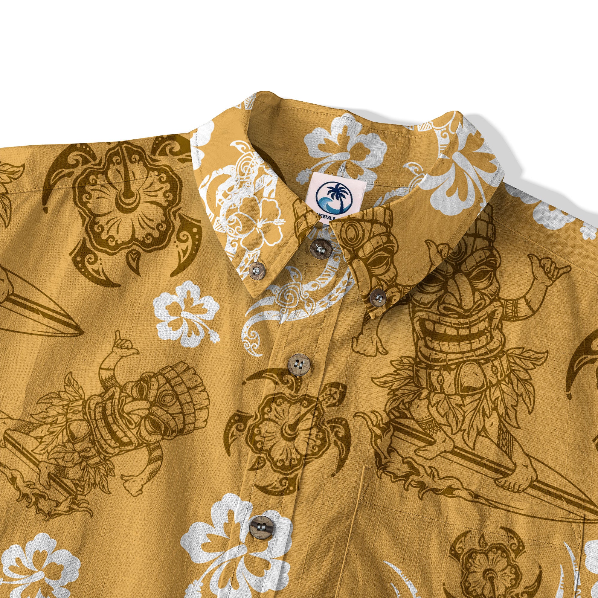 Tribal Tiki Mask Hawaii Shirt, Polynesian Hibiscus Flowers Shirt