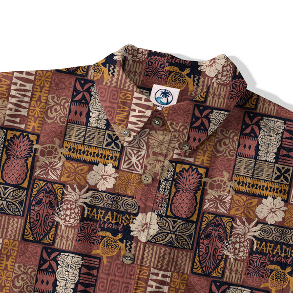 Tribal Tiki Hawaiian Style Tribal Motif Hawaii Shirt