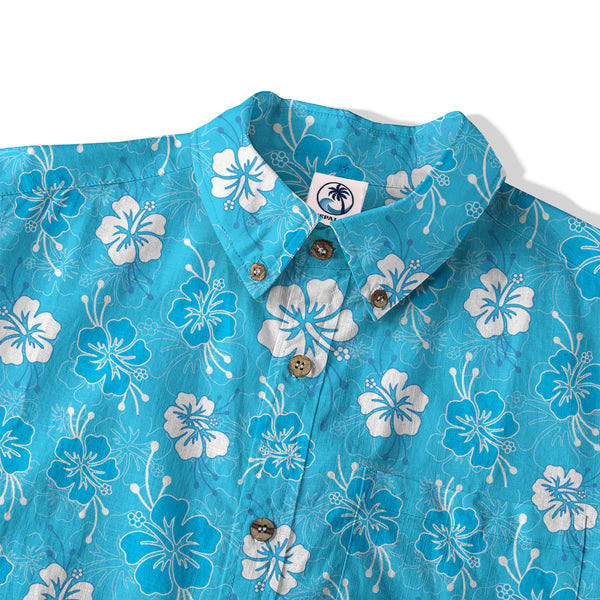 Hibiscus Floral Pattern Button Up Hawaii Shirt