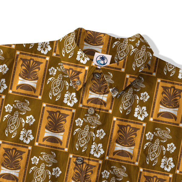Tiki Turtle Hawaii Shirt, Hibiscus Flowers Shirt