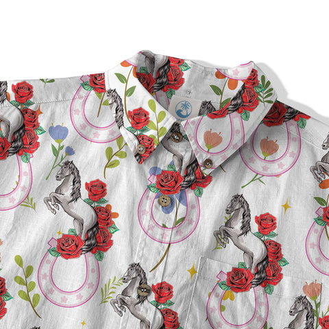 Horseshoes Rose Kentucky Hawaiian Shirt Derby Day