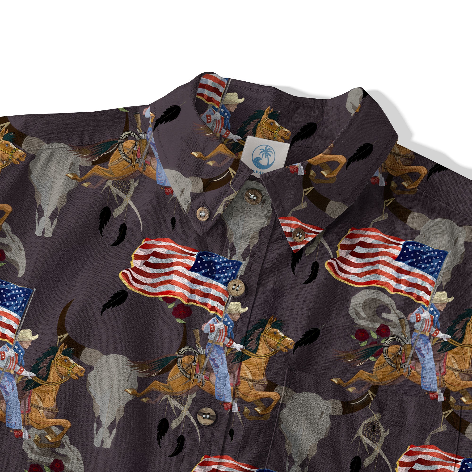 American Rodeo Hawaiian Shirt Colorful Cowboys Riding Patriotic Western Shirt 4th of July