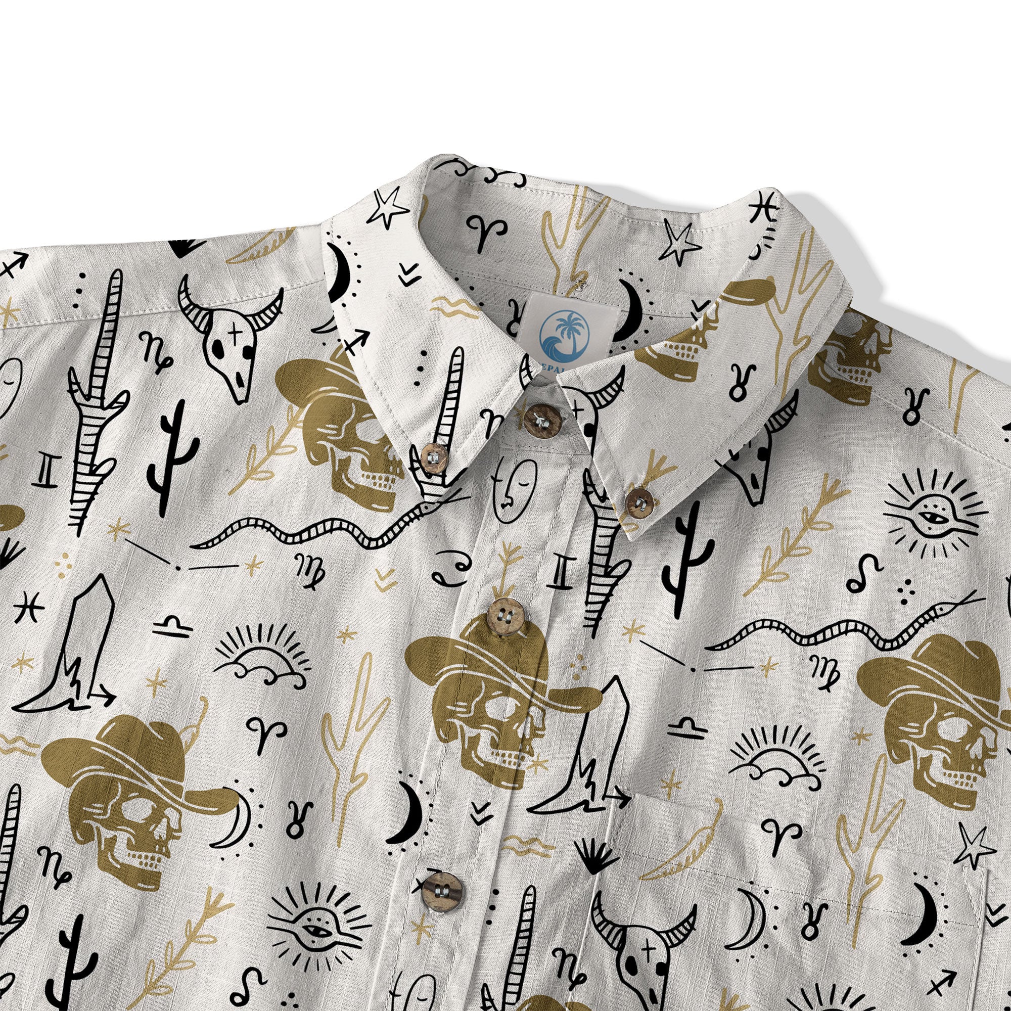 Western Skull Hawaiian Shirt Tropical Summer Vacation