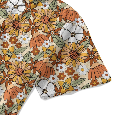 Hippie Groovy Flower Hawaii Shirt, Hippie Peace Love Hawaii Shirt