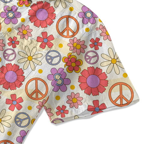 Hippie Groovy Flower Hawaii Shirt, Hippie Peace Love Hawaii Shirt