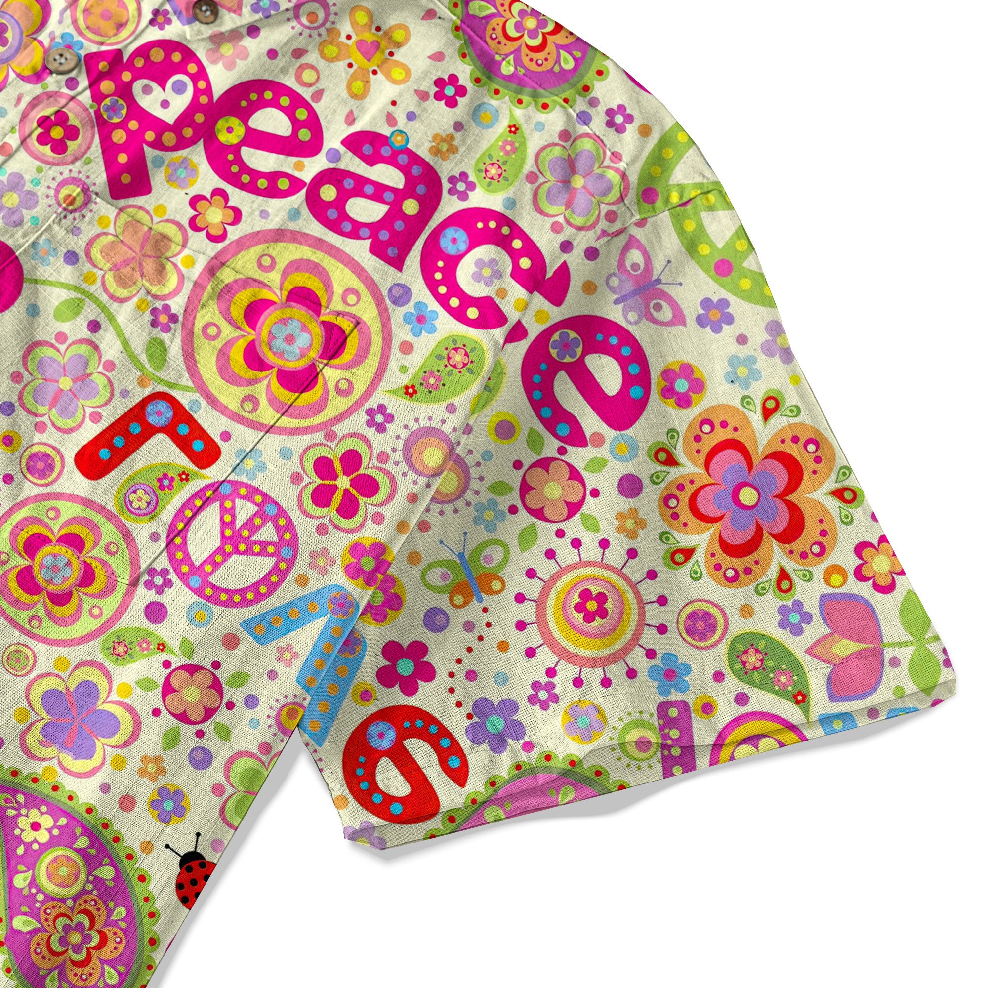 Hippie Groovy Flower Hawaii Shirt, Hippie Peace Love Hawaii Shirt
