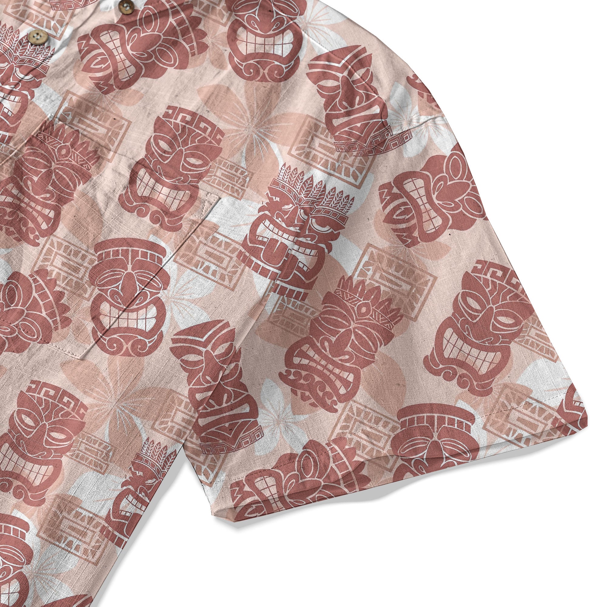 Colorful Tiki Hawaiian Shirt, Tribal Tiki Hibiscus Hawaiian Shirt