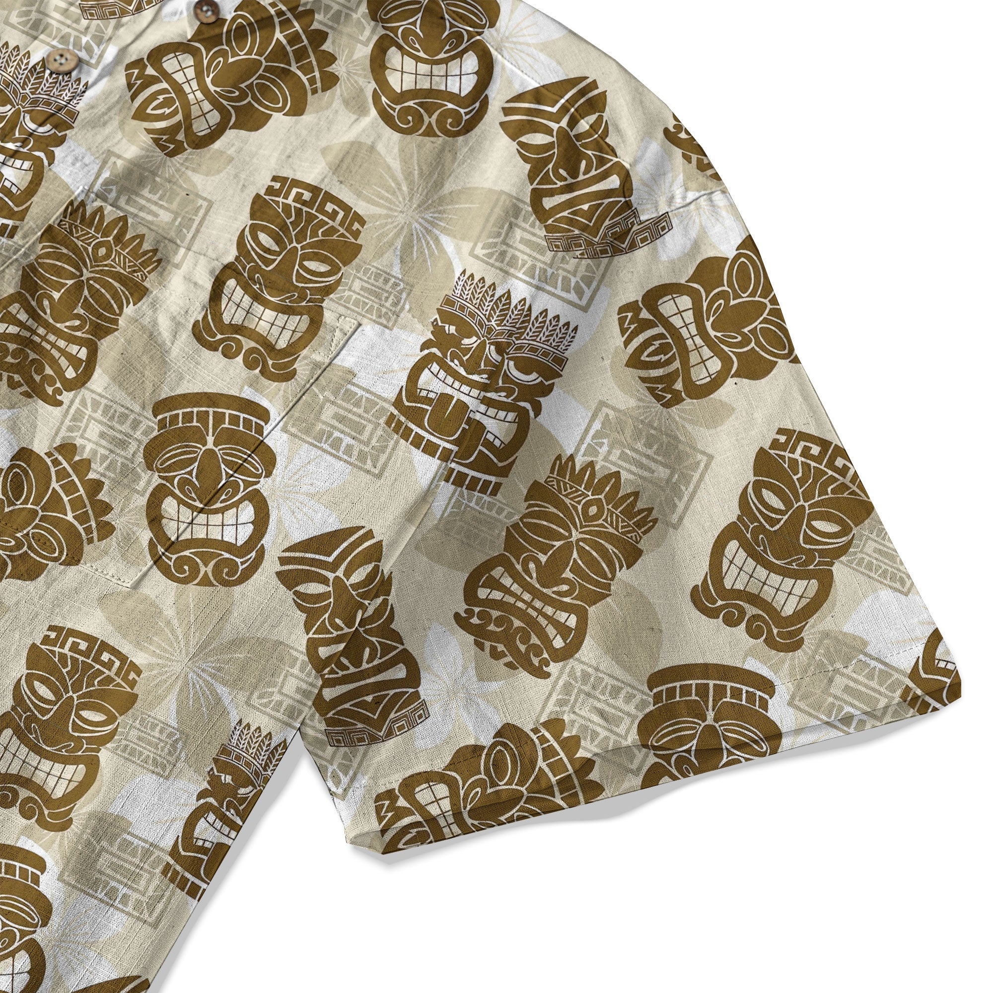 Colorful Tiki Hawaiian Shirt, Tribal Tiki Hibiscus Hawaiian Shirt