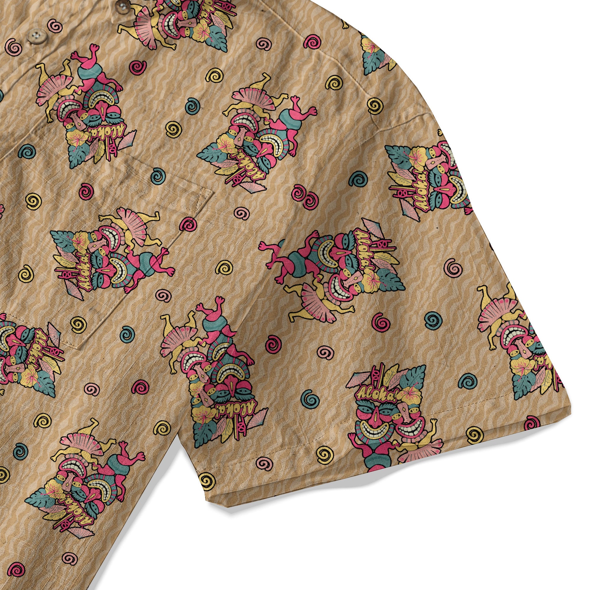 Hula Dancing Tiki Hibiscus Flower Hawaii Shirt