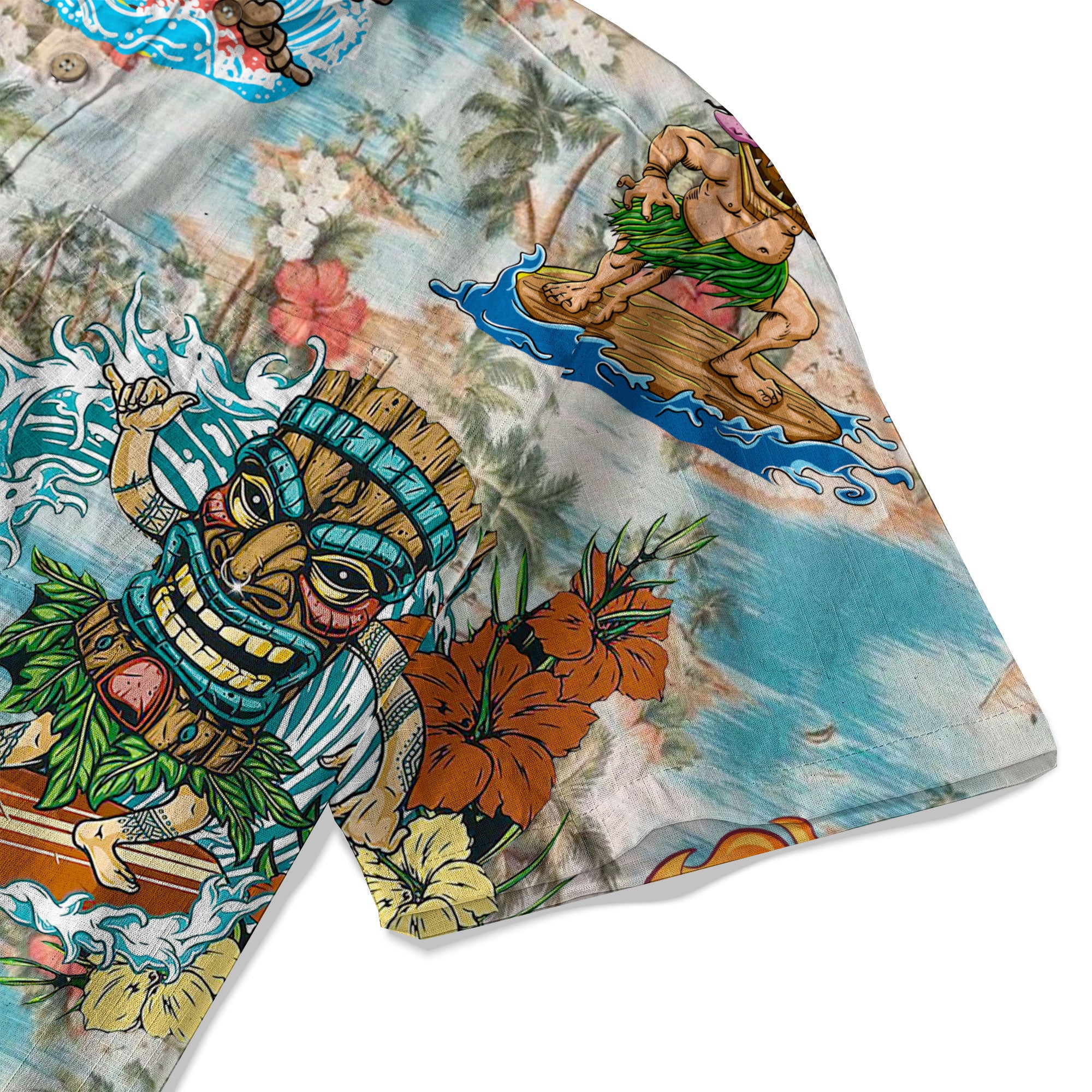 Surfing Tiki Mask Hawaii Shirt, Tiki Aloha Tiki Mask Pattern Hawaiian Shirt