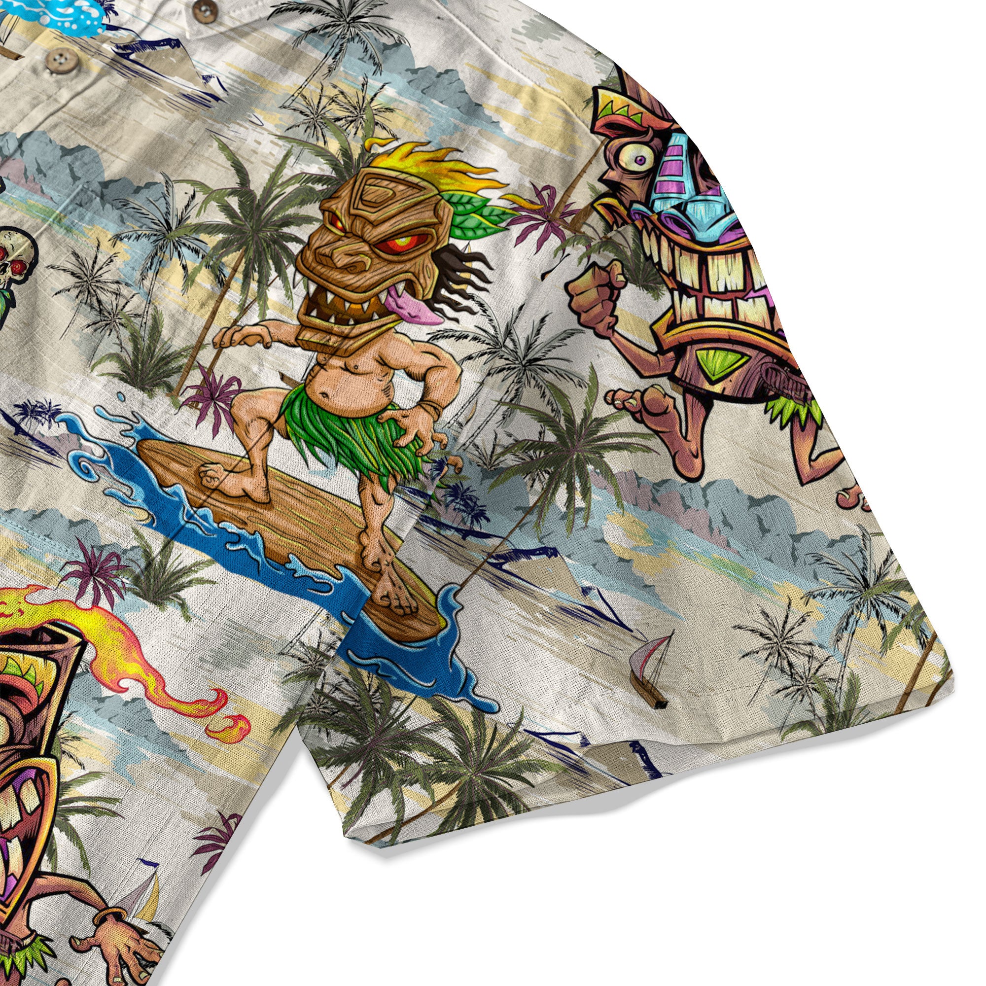 Tiki Mask Aloha Hawaii Shirt, Surfing Tiki Pattern Hawaiian Shirt