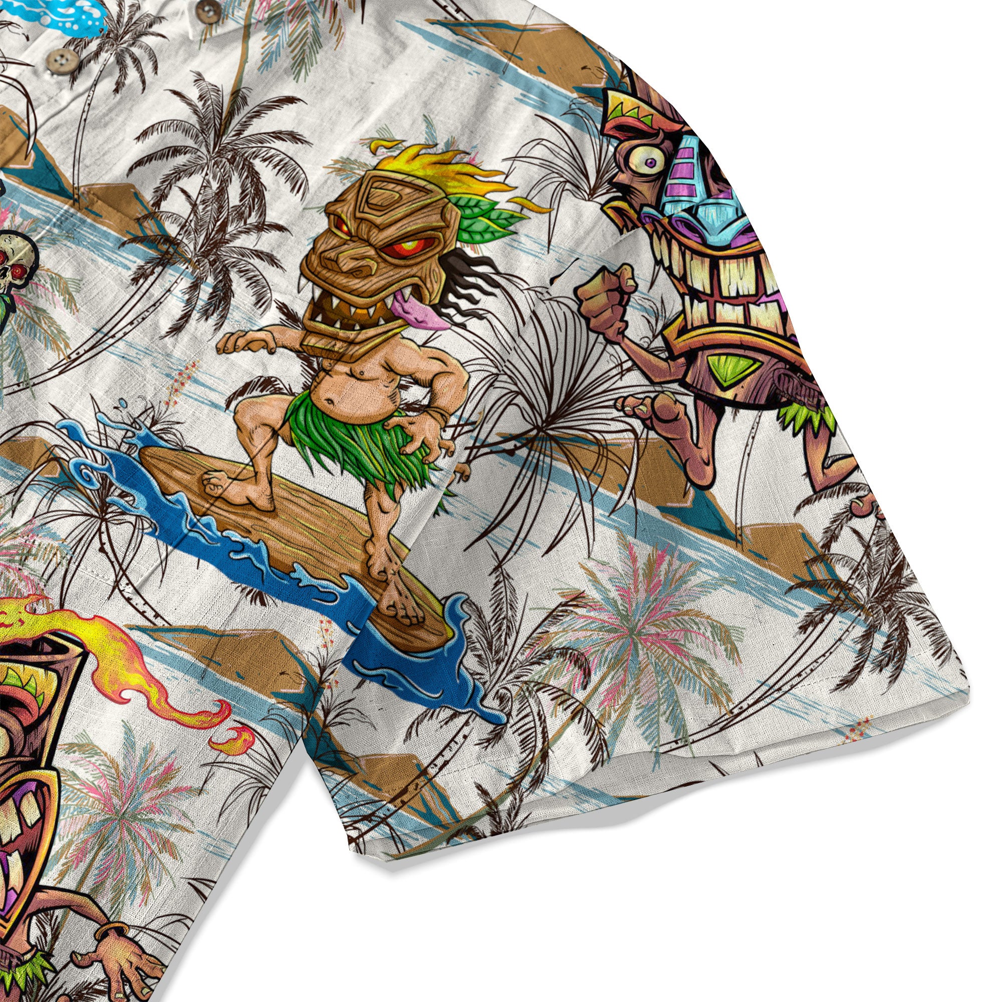 Tiki Mask Aloha Hawaii Shirt, Surfing Tiki Pattern Hawaiian Shirt