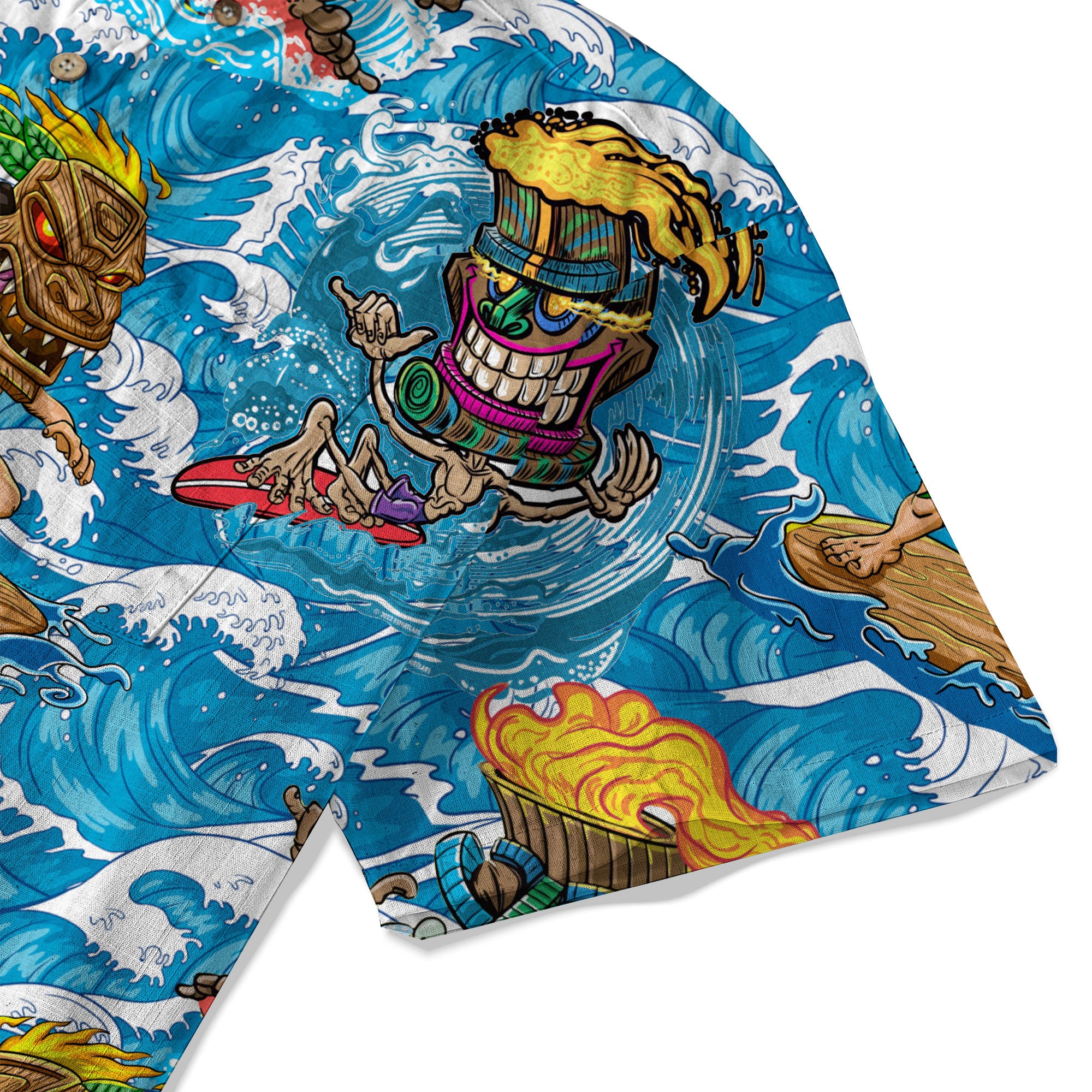 Tiki Mask Aloha Hawaii Shirt, Surfing Tiki Beach Hawaiian Shirt