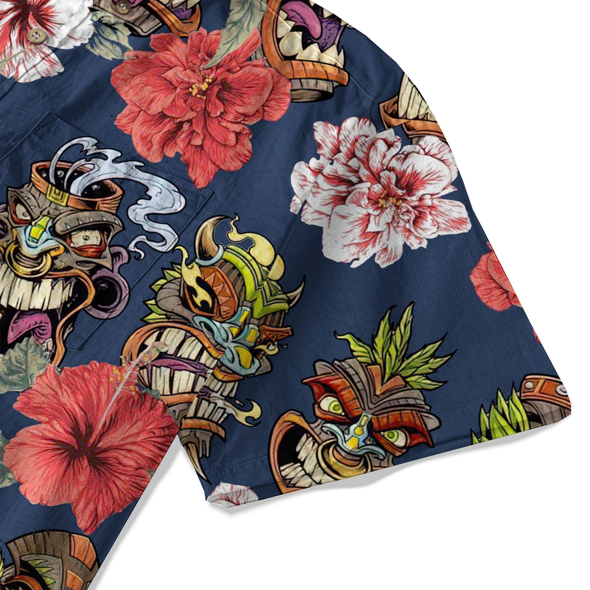 Hawaii Plumeria Lei Hawaiian Shirt, Tiki and Kakau Pattern